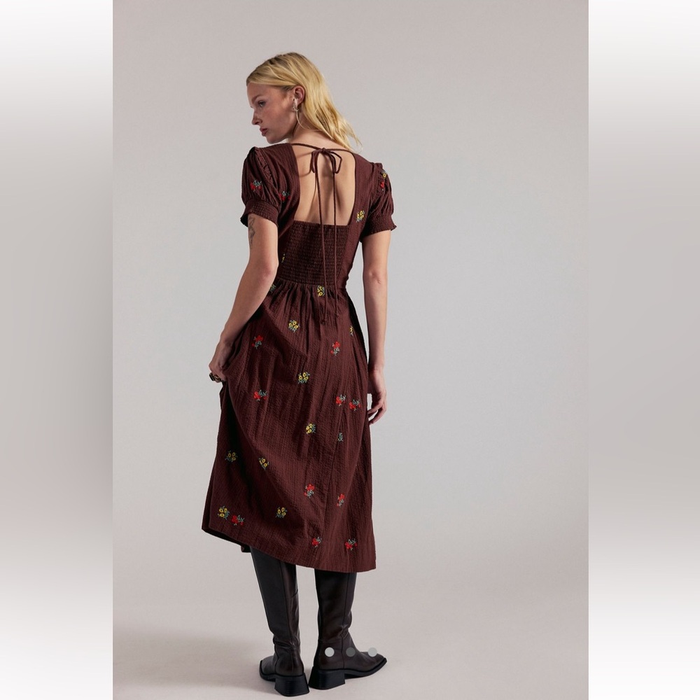 Free People embroidered Floral Midi Dress Sz-S